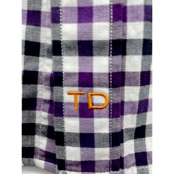 Mens‎ Thomas Dean Long Sleeve Purple Check Shirt Size L Flip Cuff 65 - Picture 3 of 5